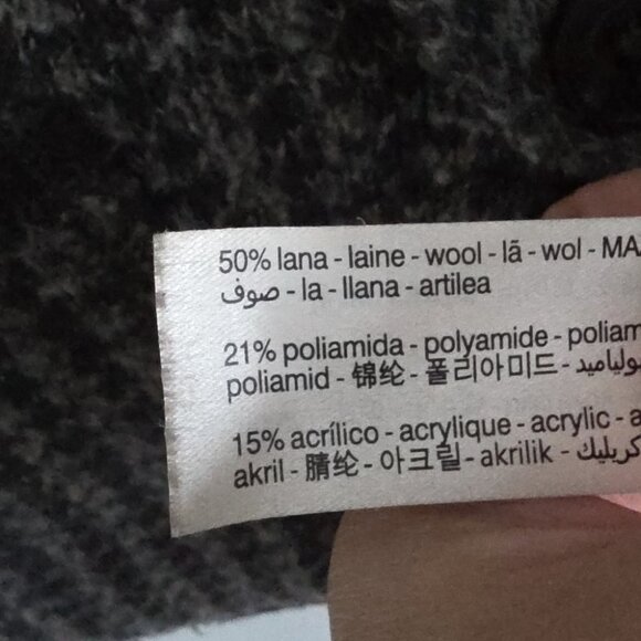 MASSIMO DUTTI | Wool Angora Yak knit cardigan Blazer Houndstooth Gray Sz M - Picture 6 of 8